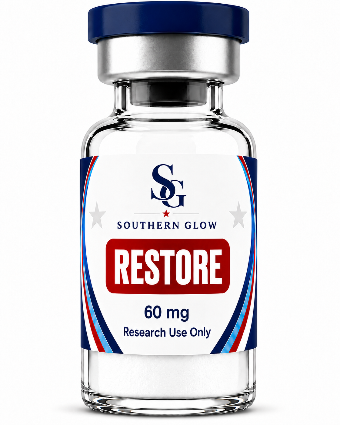 Southern Glow RESTORE 60 mg research vial illustration